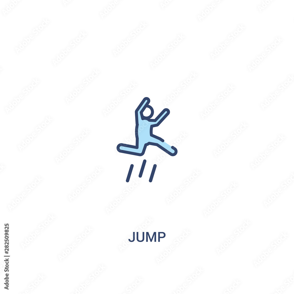 jump concept 2 colored icon. simple line element illustration. outline blue jump symbol. can be used for web and mobile ui/ux. jump concept 2 colored icon. simple line element illustration. outline blue jump symbol. can be used for web and mobile ui/ux.