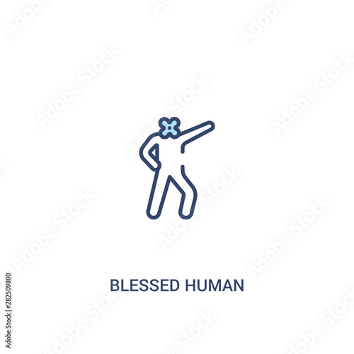 blessed human concept 2 colored icon. simple line element illustration. outline blue blessed human symbol. can be used for web and mobile ui/ux.