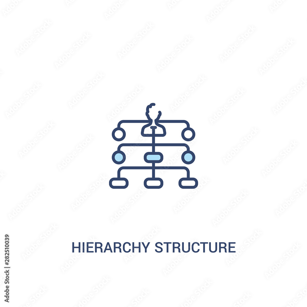 hierarchy structure concept 2 colored icon. simple line element illustration. outline blue hierarchy structure symbol. can be used for web and mobile ui/ux.