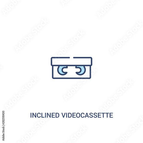inclined videocassette concept 2 colored icon. simple line element illustration. outline blue inclined videocassette symbol. can be used for web and mobile ui/ux.