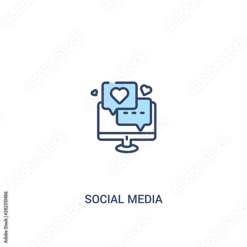 social media concept 2 colored icon. simple line element illustration. outline blue social media symbol. can be used for web and mobile ui/ux.