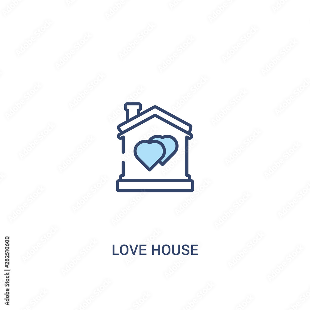 love house concept 2 colored icon. simple line element illustration. outline blue love house symbol. can be used for web and mobile ui/ux.