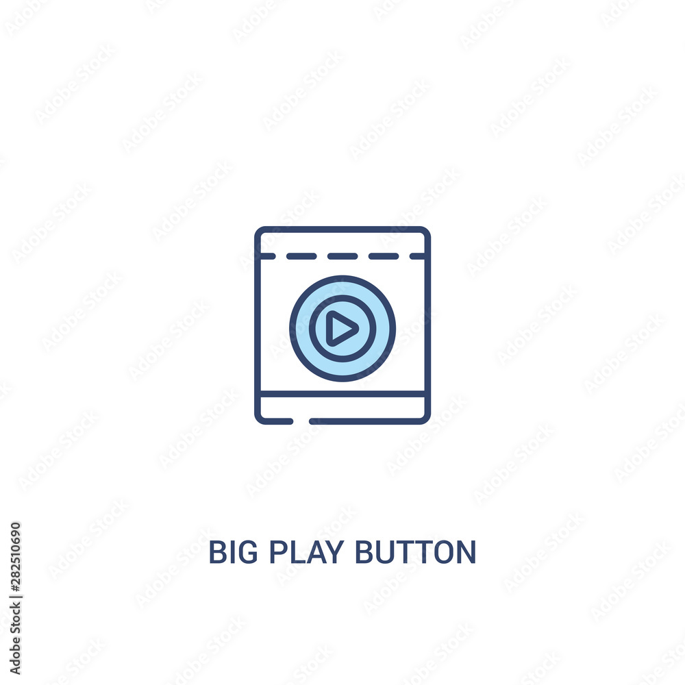big play button concept 2 colored icon. simple line element illustration. outline blue big play button symbol. can be used for web and mobile ui/ux.