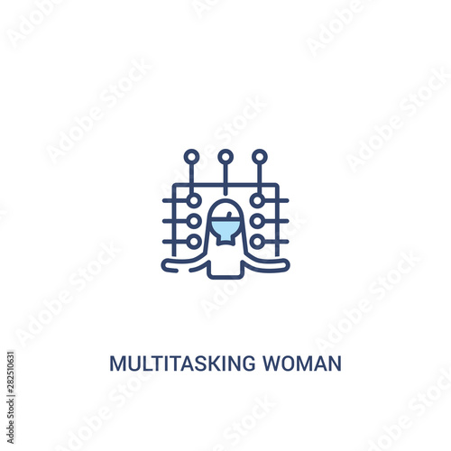 multitasking woman concept 2 colored icon. simple line element illustration. outline blue multitasking woman symbol. can be used for web and mobile ui/ux.