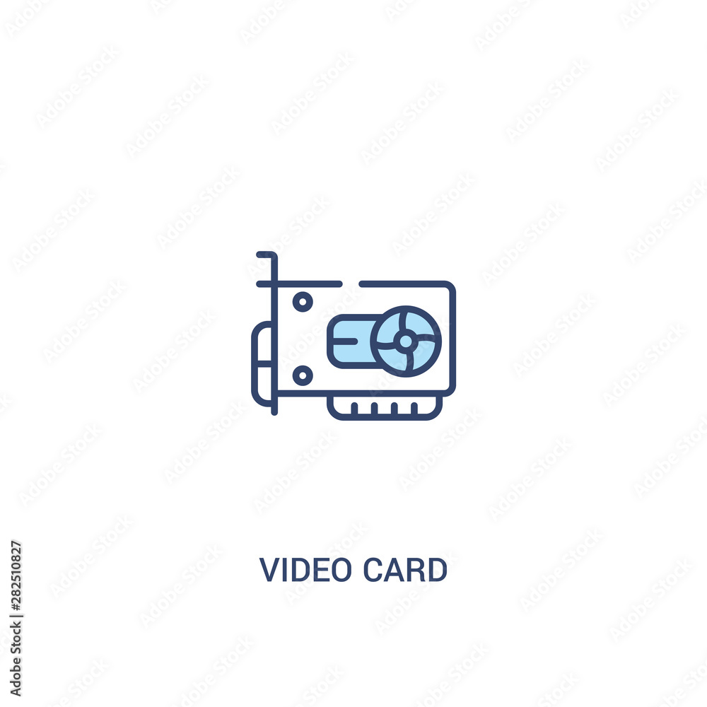 video card concept 2 colored icon. simple line element illustration. outline blue video card symbol. can be used for web and mobile ui/ux. video card concept 2 colored icon. simple line element illustration. outline blue video card symbol. can be used for web and mobile ui/ux.