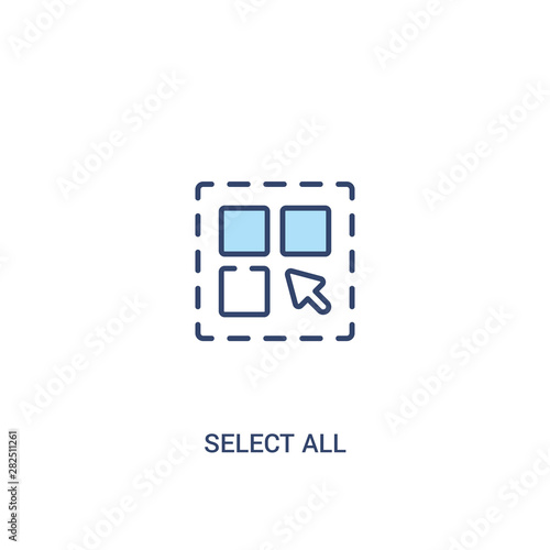 select all concept 2 colored icon. simple line element illustration. outline blue select all symbol. can be used for web and mobile ui/ux.