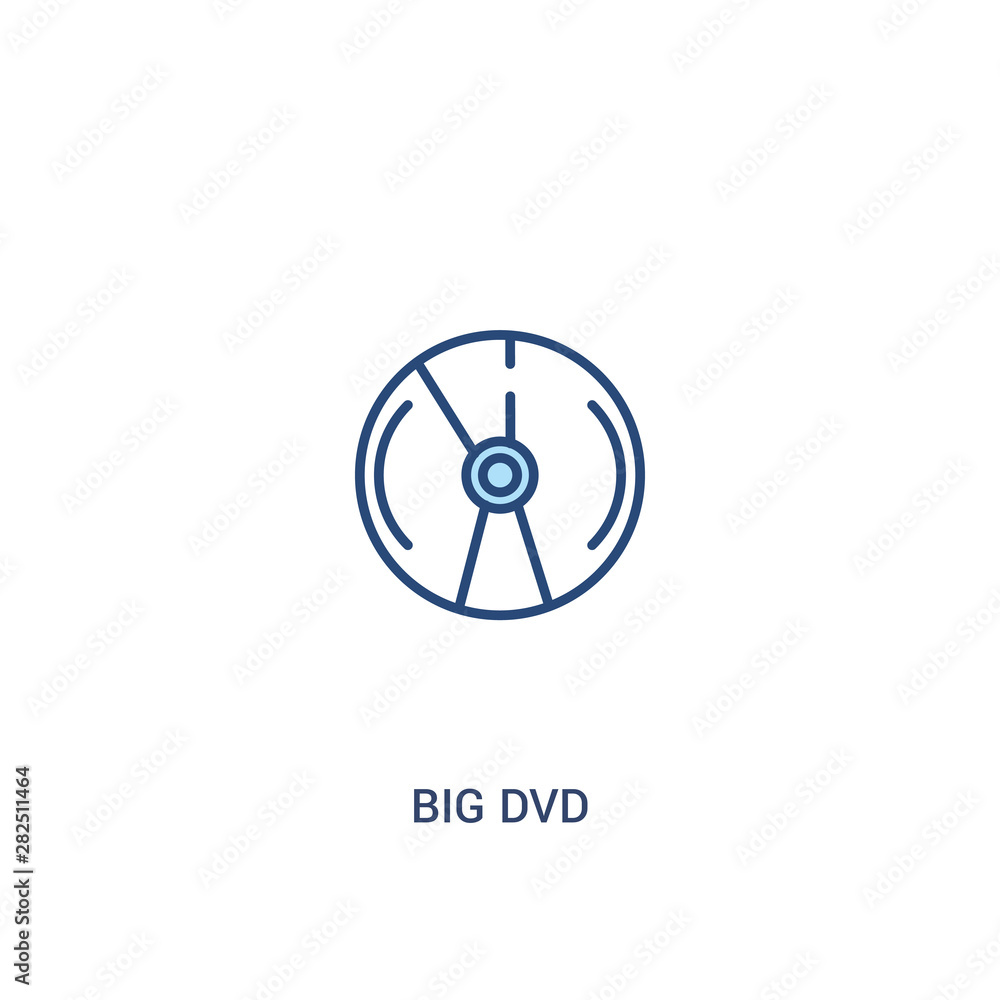 big dvd concept 2 colored icon. simple line element illustration. outline blue big dvd symbol. can be used for web and mobile ui/ux.