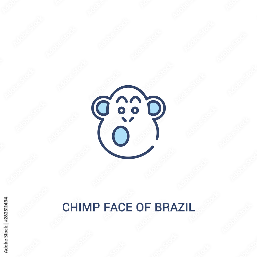 Fototapeta premium chimp face of brazil concept 2 colored icon. simple line element illustration. outline blue chimp face of brazil symbol. can be used for web and mobile ui/ux.