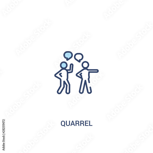 quarrel concept 2 colored icon. simple line element illustration. outline blue quarrel symbol. can be used for web and mobile ui/ux.