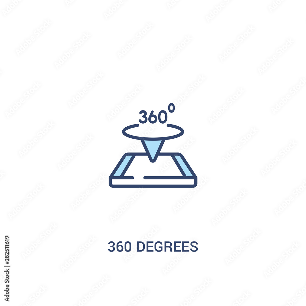 360 degrees concept 2 colored icon. simple line element illustration. outline blue 360 degrees symbol. can be used for web and mobile ui/ux. 360 degrees concept 2 colored icon. simple line element illustration. outline blue 360 degrees symbol. can be used for web and mobile ui/ux.