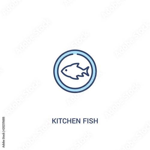 kitchen fish concept 2 colored icon. simple line element illustration. outline blue kitchen fish symbol. can be used for web and mobile ui/ux.