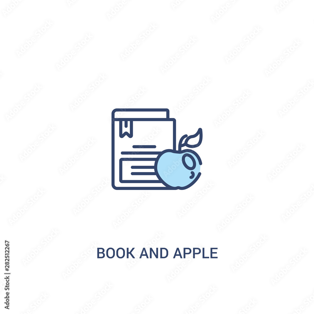 book and apple concept 2 colored icon. simple line element illustration. outline blue book and apple symbol. can be used for web and mobile ui/ux. book and apple concept 2 colored icon. simple line element illustration. outline blue book and apple symbol. can be used for web and mobile ui/ux.
