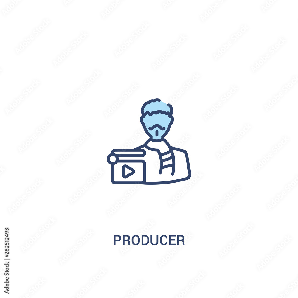 producer concept 2 colored icon. simple line element illustration. outline blue producer symbol. can be used for web and mobile ui/ux.