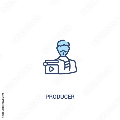 producer concept 2 colored icon. simple line element illustration. outline blue producer symbol. can be used for web and mobile ui/ux.