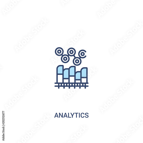 analytics concept 2 colored icon. simple line element illustration. outline blue analytics symbol. can be used for web and mobile ui/ux.