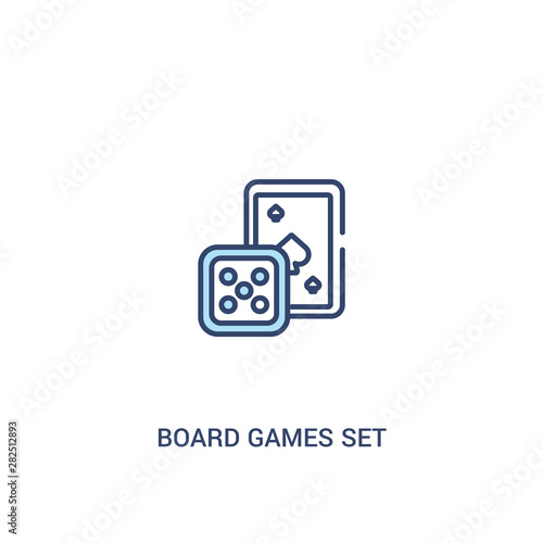 board games set concept 2 colored icon. simple line element illustration. outline blue board games set symbol. can be used for web and mobile ui/ux.