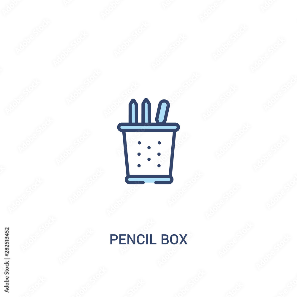 pencil box concept 2 colored icon. simple line element illustration. outline blue pencil box symbol. can be used for web and mobile ui/ux.