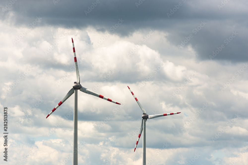 Alternative energy source. Windmill against the sky. Wind turbine in Austria.