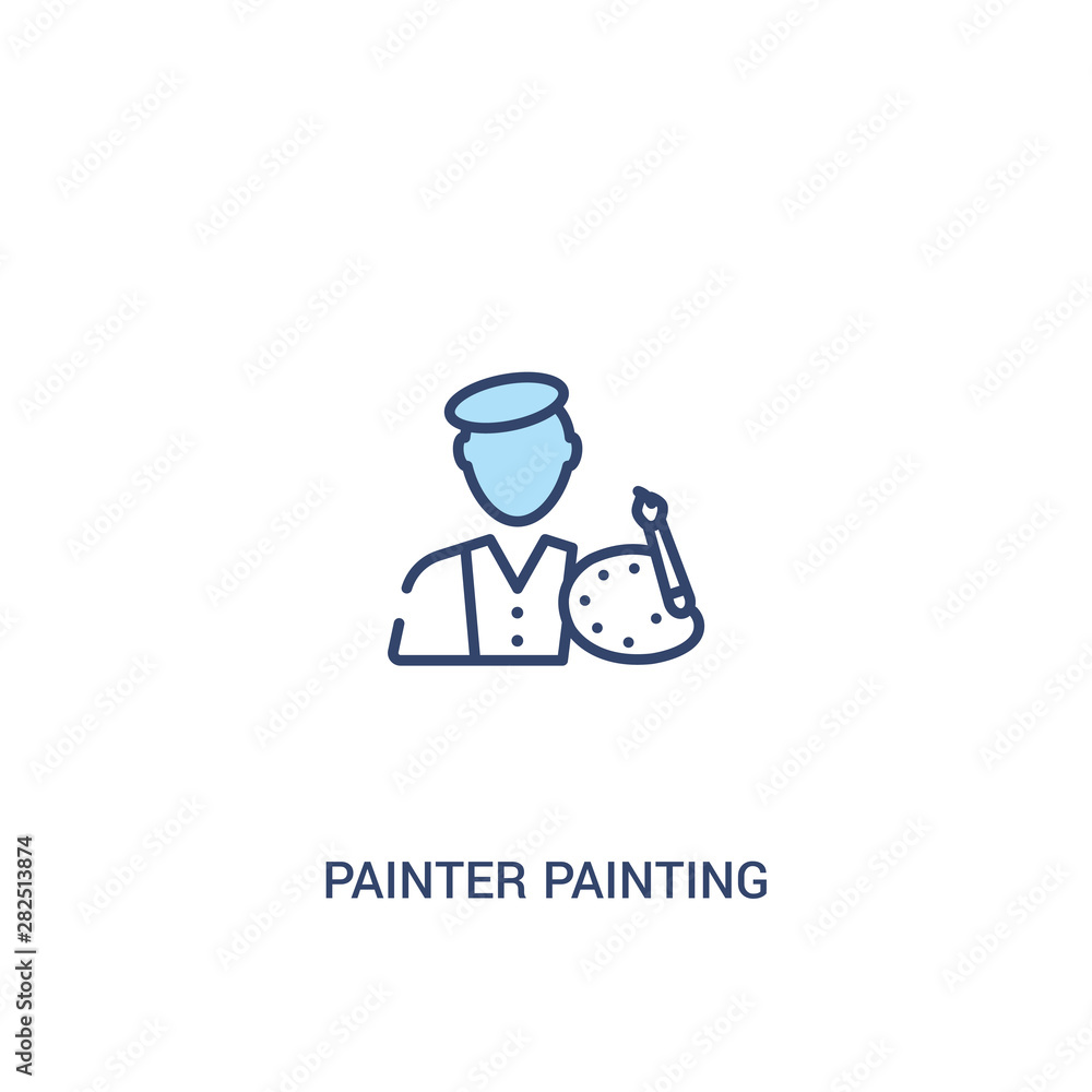 painter painting concept 2 colored icon. simple line element illustration. outline blue painter painting symbol. can be used for web and mobile ui/ux. painter painting concept 2 colored icon. simple line element illustration. outline blue painter painting symbol. can be used for web and mobile ui/ux.