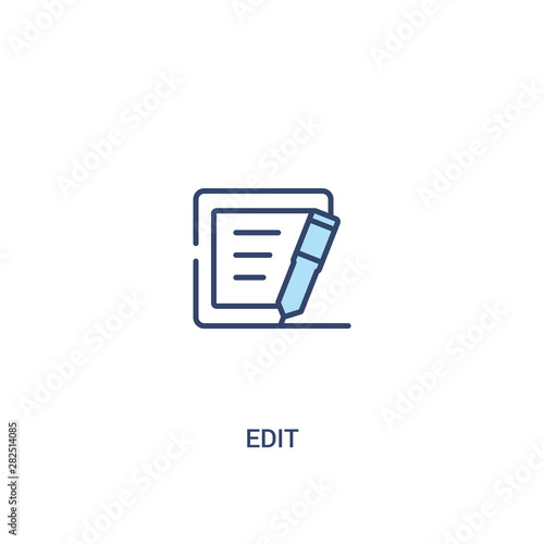 edit concept 2 colored icon. simple line element illustration. outline blue edit symbol. can be used for web and mobile ui/ux.