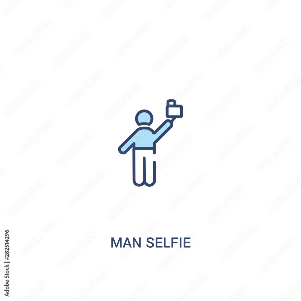 man selfie concept 2 colored icon. simple line element illustration. outline blue man selfie symbol. can be used for web and mobile ui/ux. man selfie concept 2 colored icon. simple line element illustration. outline blue man selfie symbol. can be used for web and mobile ui/ux.