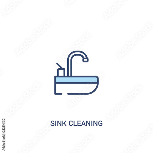 sink cleaning concept 2 colored icon. simple line element illustration. outline blue sink cleaning symbol. can be used for web and mobile ui/ux.