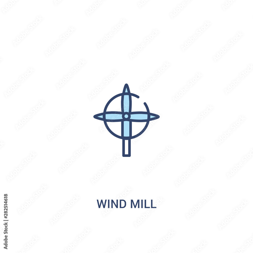 wind mill concept 2 colored icon. simple line element illustration. outline blue wind mill symbol. can be used for web and mobile ui/ux.
