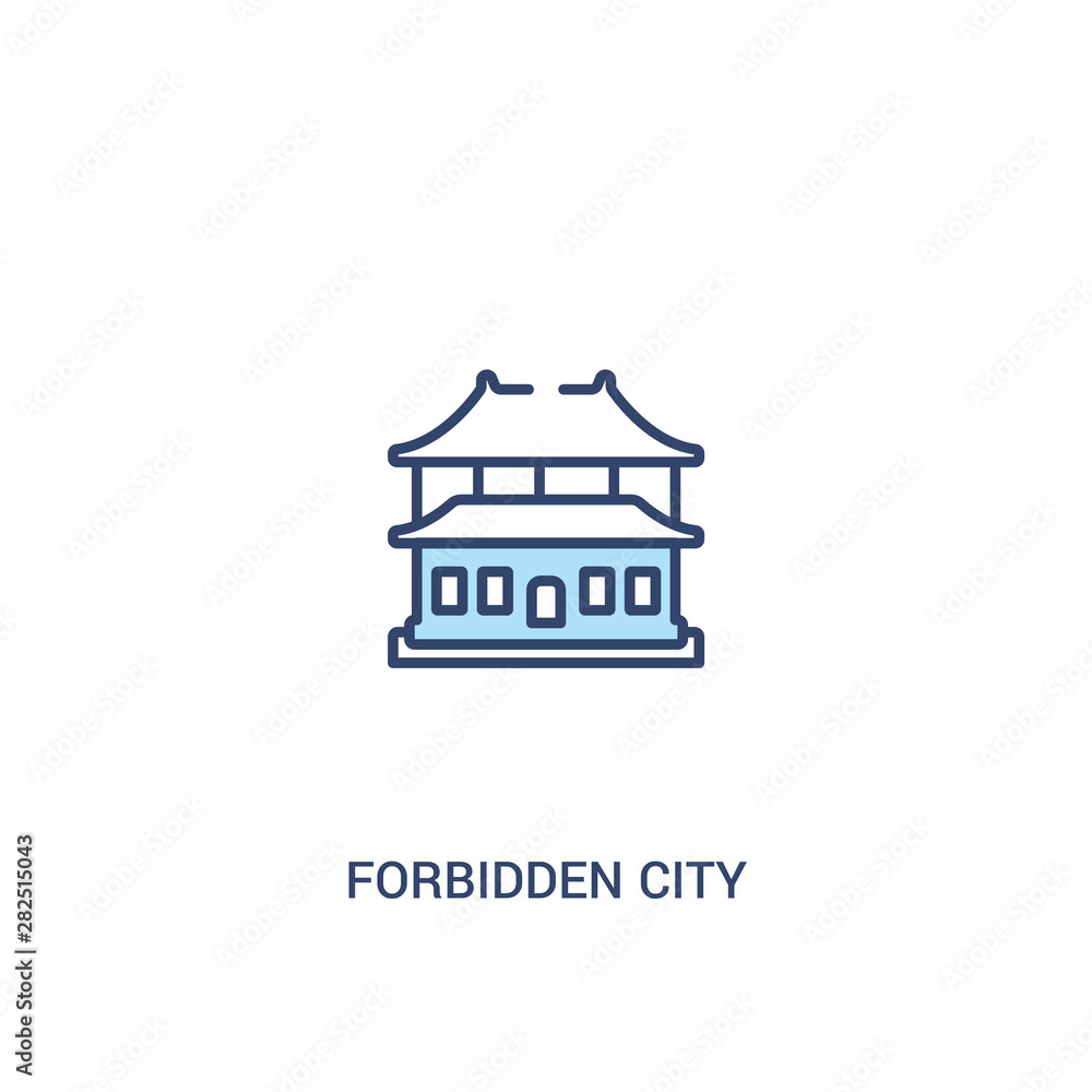 forbidden city concept 2 colored icon. simple line element illustration. outline blue forbidden city symbol. can be used for web and mobile ui/ux.