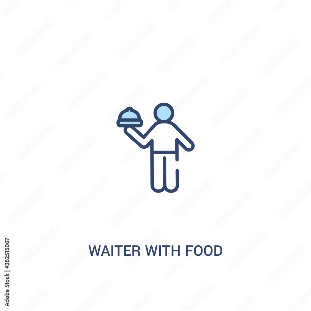 waiter with food tray concept 2 colored icon. simple line element illustration. outline blue waiter with food tray symbol. can be used for web and mobile ui/ux. waiter with food tray concept 2 colored icon. simple line element illustration. outline blue waiter with food tray symbol. can be used for web and mobile ui/ux.