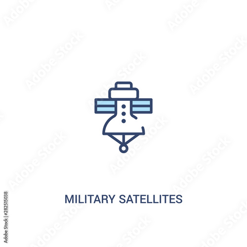 military satellites concept 2 colored icon. simple line element illustration. outline blue military satellites symbol. can be used for web and mobile ui ux.