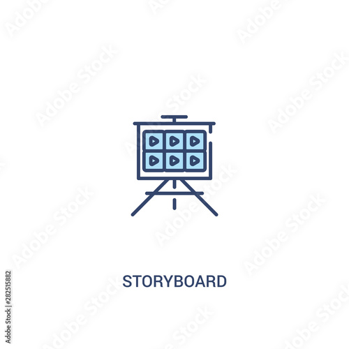storyboard concept 2 colored icon. simple line element illustration. outline blue storyboard symbol. can be used for web and mobile ui/ux.