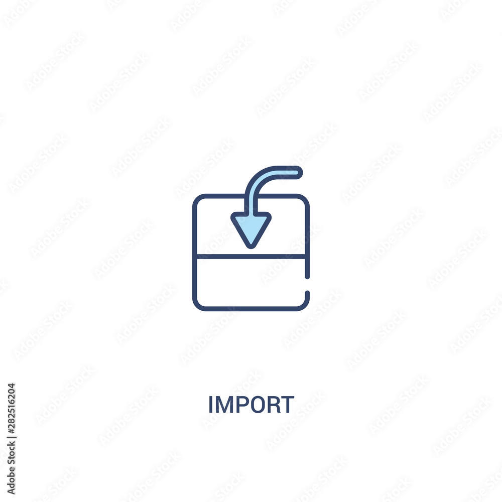 import concept 2 colored icon. simple line element illustration. outline blue import symbol. can be used for web and mobile ui/ux.