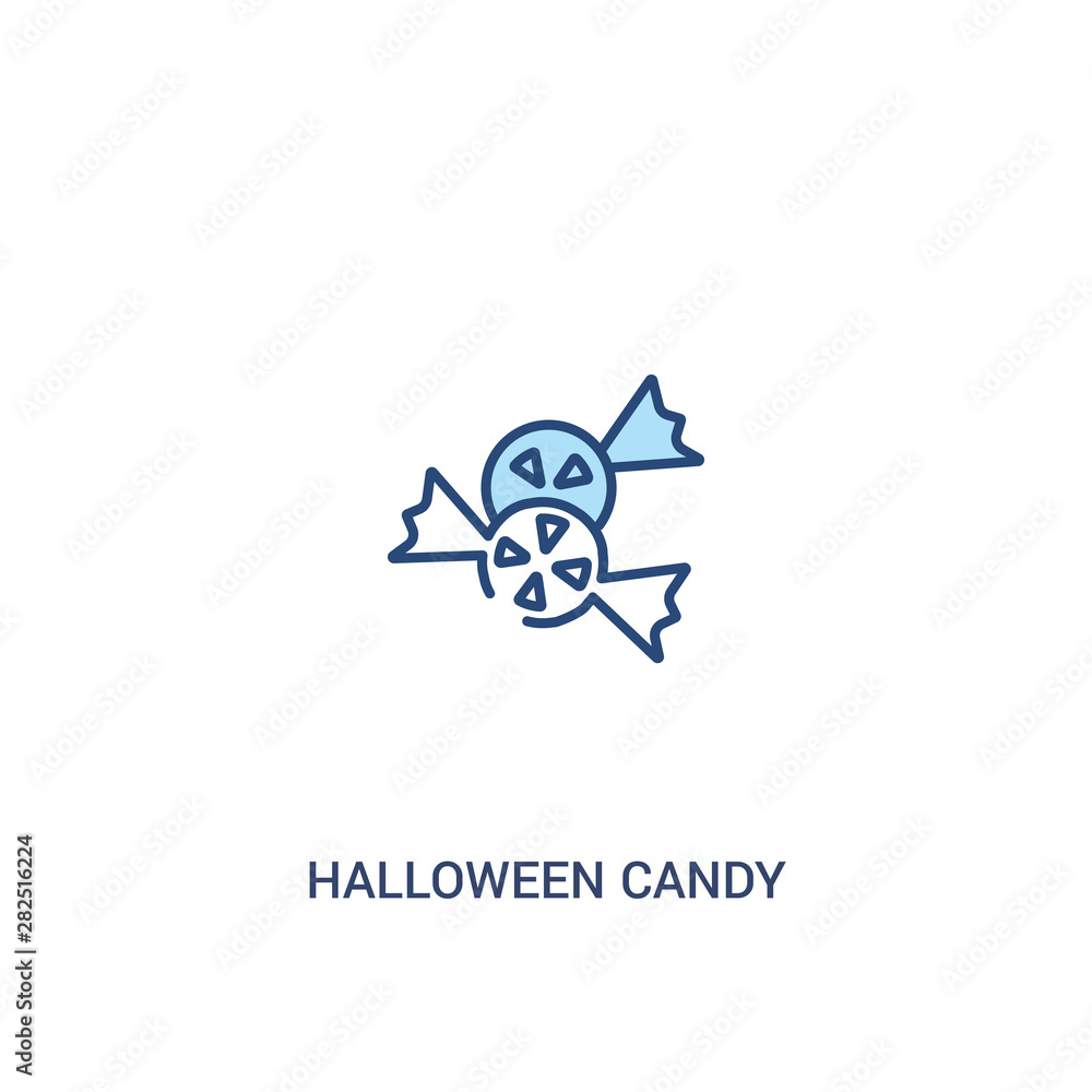 halloween candy concept 2 colored icon. simple line element illustration. outline blue halloween candy symbol. can be used for web and mobile ui/ux.