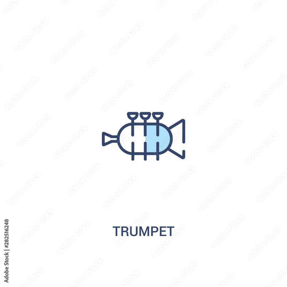 trumpet concept 2 colored icon. simple line element illustration. outline blue trumpet symbol. can be used for web and mobile ui/ux. trumpet concept 2 colored icon. simple line element illustration. outline blue trumpet symbol. can be used for web and mobile ui/ux.
