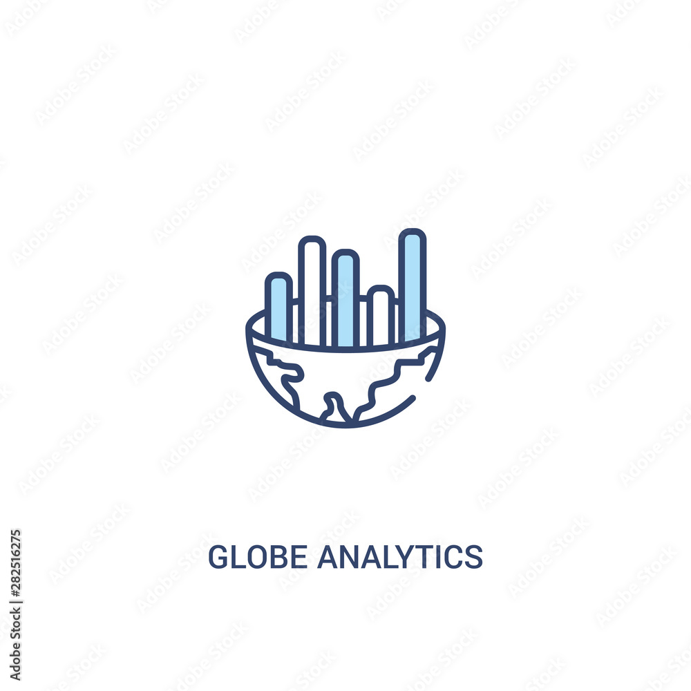 globe analytics concept 2 colored icon. simple line element illustration. outline blue globe analytics symbol. can be used for web and mobile ui/ux. globe analytics concept 2 colored icon. simple line element illustration. outline blue globe analytics symbol. can be used for web and mobile ui/ux.