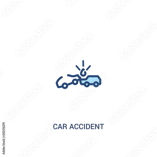 car accident concept 2 colored icon. simple line element illustration. outline blue car accident symbol. can be used for web and mobile ui/ux.