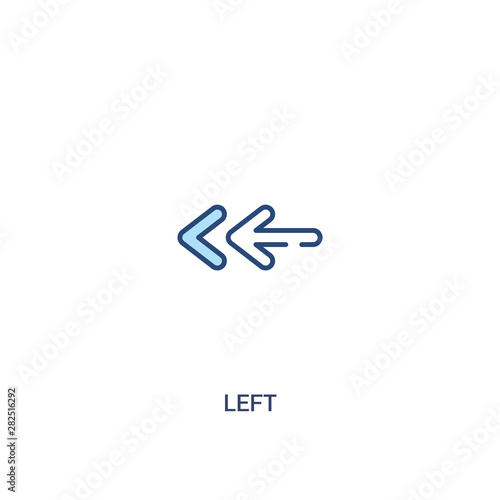 left concept 2 colored icon. simple line element illustration. outline blue left symbol. can be used for web and mobile ui/ux.