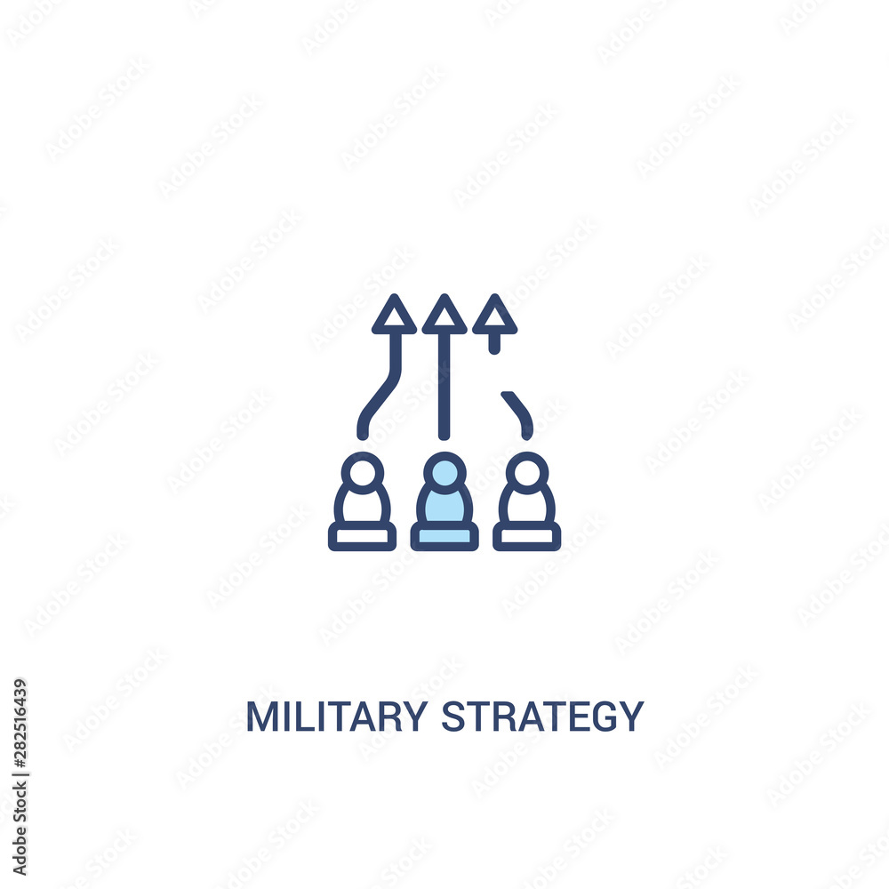 military strategy concept 2 colored icon. simple line element illustration. outline blue military strategy symbol. can be used for web and mobile ui/ux.