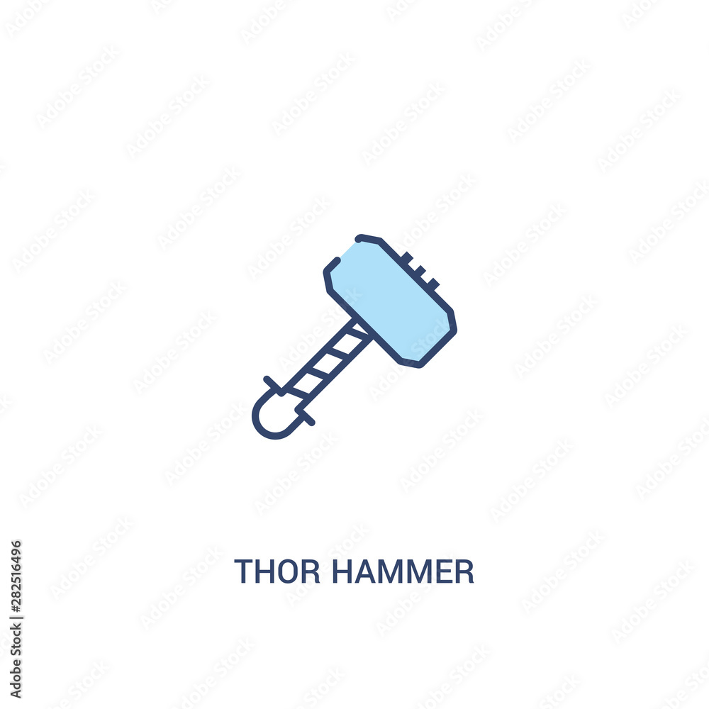 thor hammer concept 2 colored icon. simple line element illustration. outline blue thor hammer symbol. can be used for web mobile ui/ux. Stock Vector | Adobe Stock