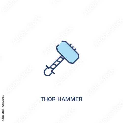 thor hammer concept 2 colored icon. simple line element illustration. outline blue thor hammer symbol. can be used for web and mobile ui ux.