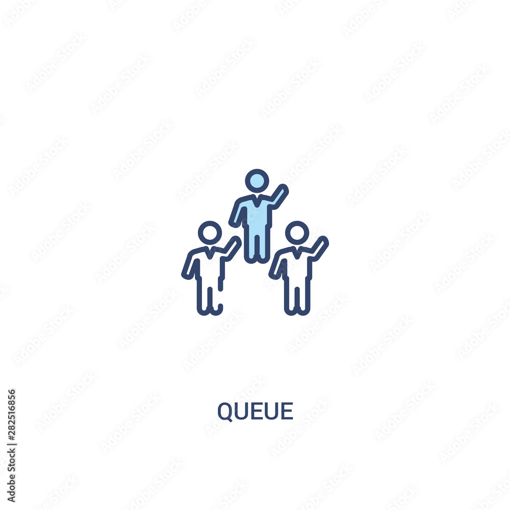 queue concept 2 colored icon. simple line element illustration. outline blue queue symbol. can be used for web and mobile ui/ux. queue concept 2 colored icon. simple line element illustration. outline blue queue symbol. can be used for web and mobile ui/ux.