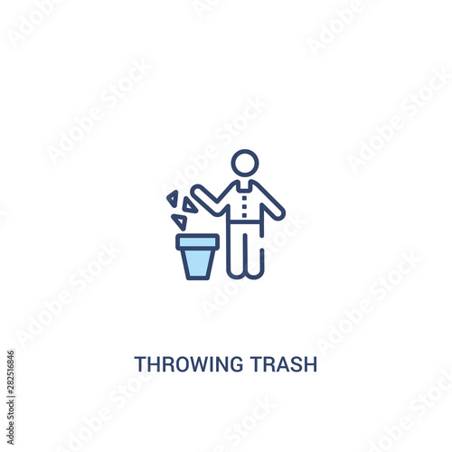 throwing trash concept 2 colored icon. simple line element illustration. outline blue throwing trash symbol. can be used for web and mobile ui/ux.