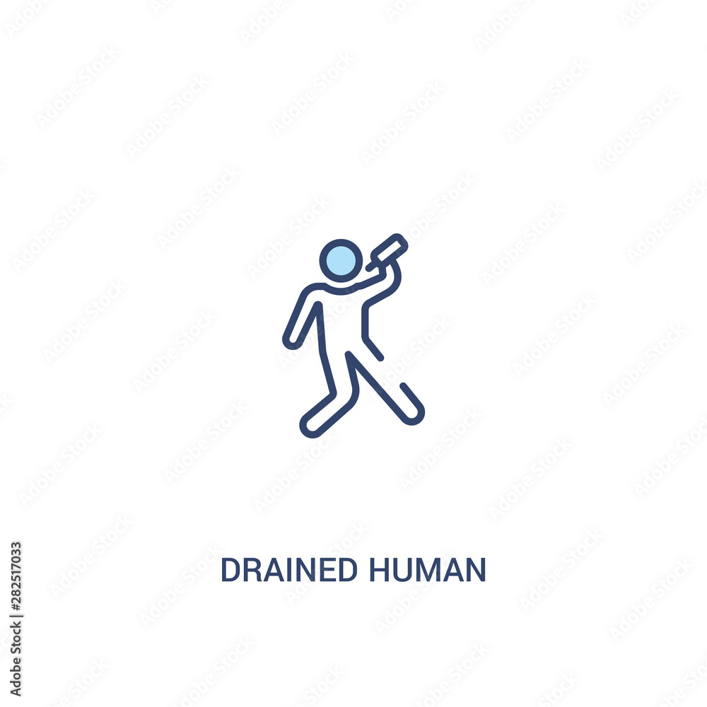 drained human concept 2 colored icon. simple line element illustration. outline blue drained human symbol. can be used for web and mobile ui/ux.