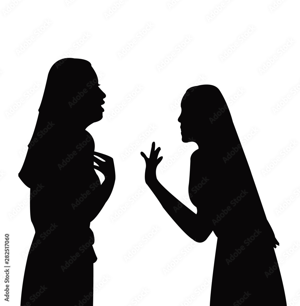 girls talking silhouette vector