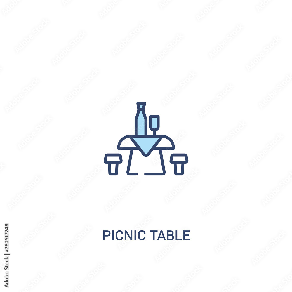 picnic table concept 2 colored icon. simple line element illustration. outline blue picnic table symbol. can be used for web and mobile ui/ux. picnic table concept 2 colored icon. simple line element illustration. outline blue picnic table symbol. can be used for web and mobile ui/ux.