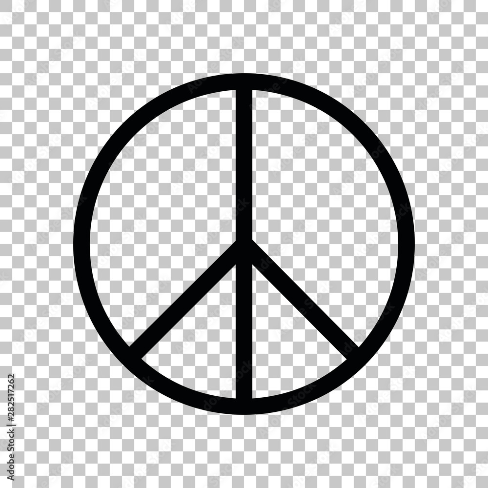 Peace sign. Black icon on transparent background. Illustration. Peace sign. Black icon on transparent background. Illustration.