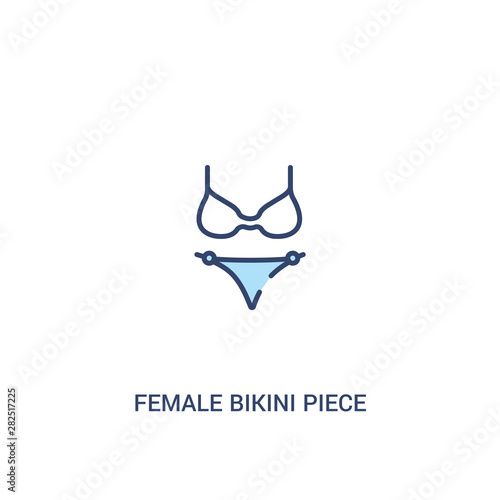 female bikini piece concept 2 colored icon. simple line element illustration. outline blue female bikini piece symbol. can be used for web and mobile ui/ux.