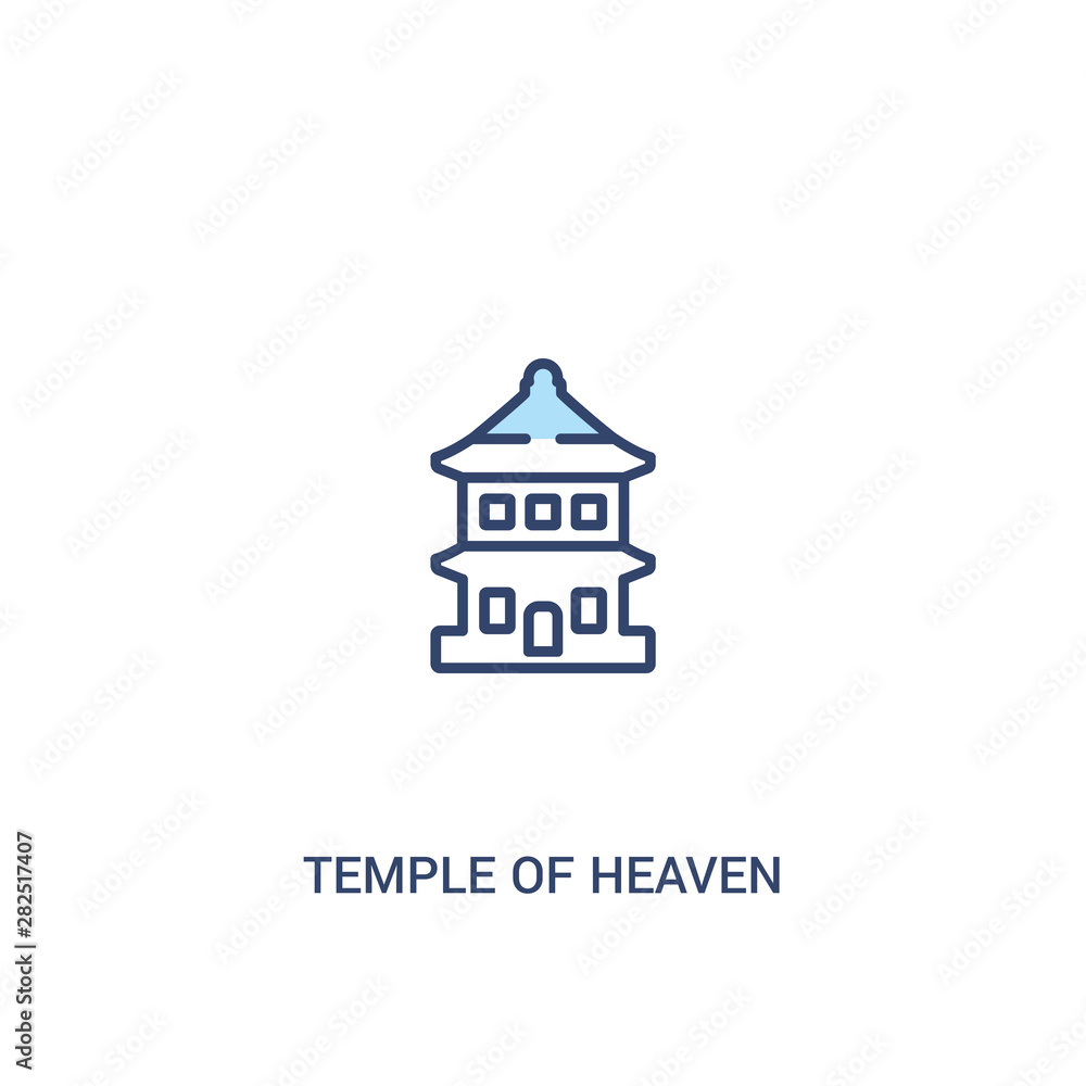 temple of heaven concept 2 colored icon. simple line element illustration. outline blue temple of heaven symbol. can be used for web and mobile ui/ux.