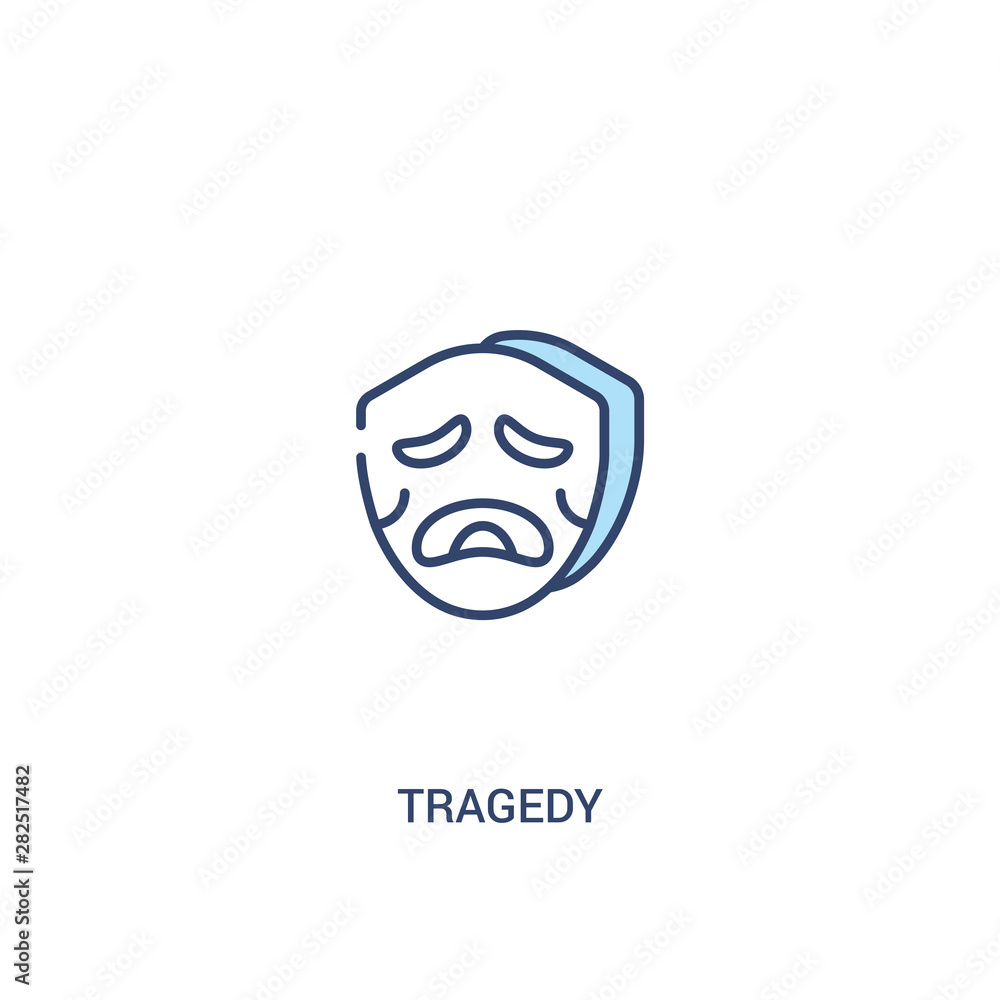 tragedy concept 2 colored icon. simple line element illustration. outline blue tragedy symbol. can be used for web and mobile ui/ux.