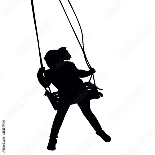 a girl swinging silhouette vector